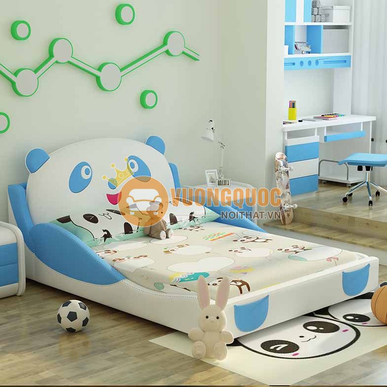 Giường bọc da cho bé hình gấu trúc dễ thương BABYP6-1